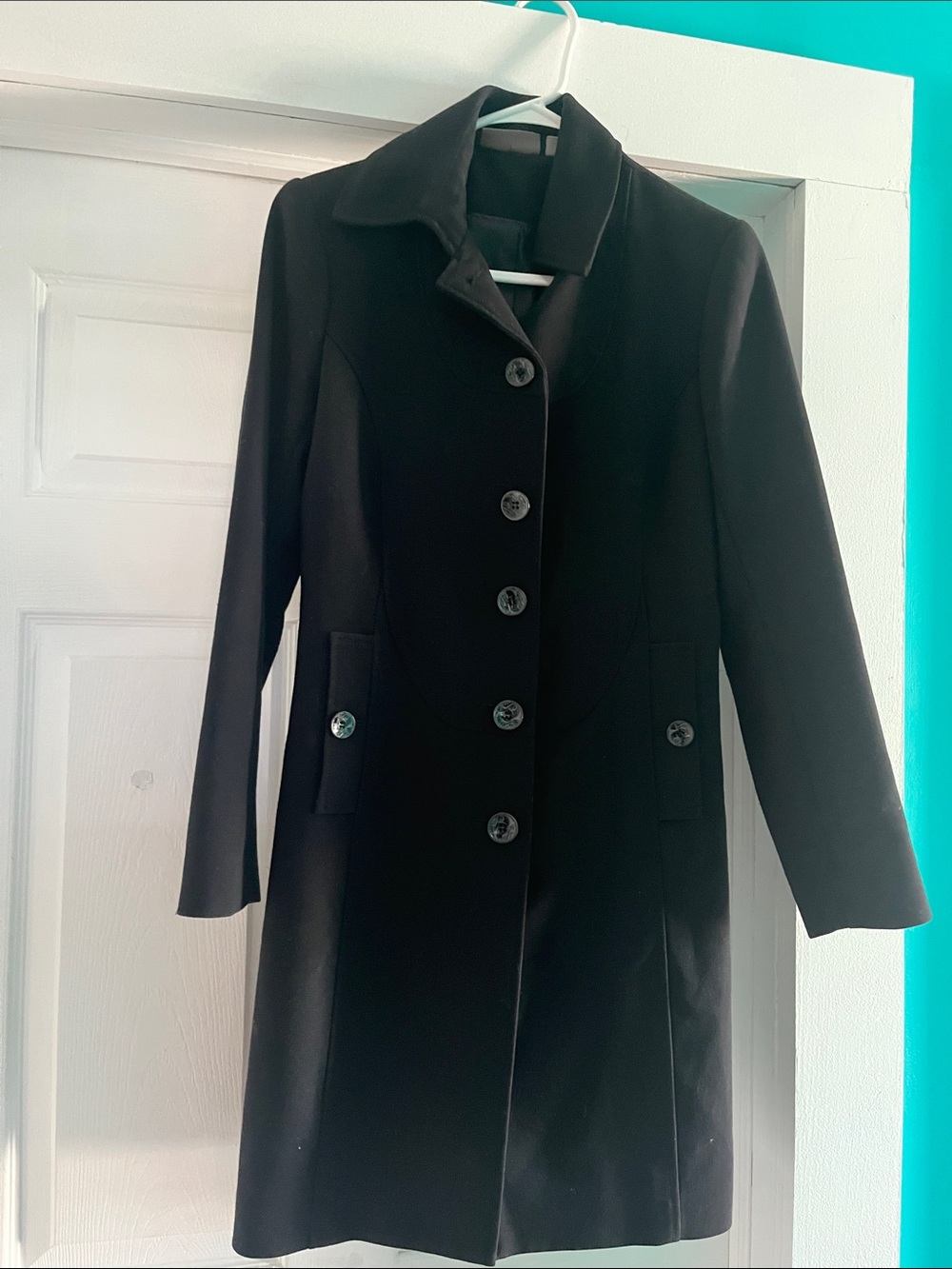 Black Women's Tailored Button-Front Coat By Kenar